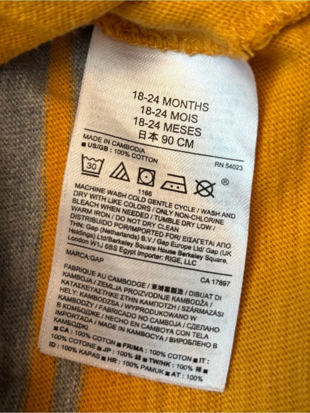 GAP Hooded Striped Pullover - Yellow & Gray
